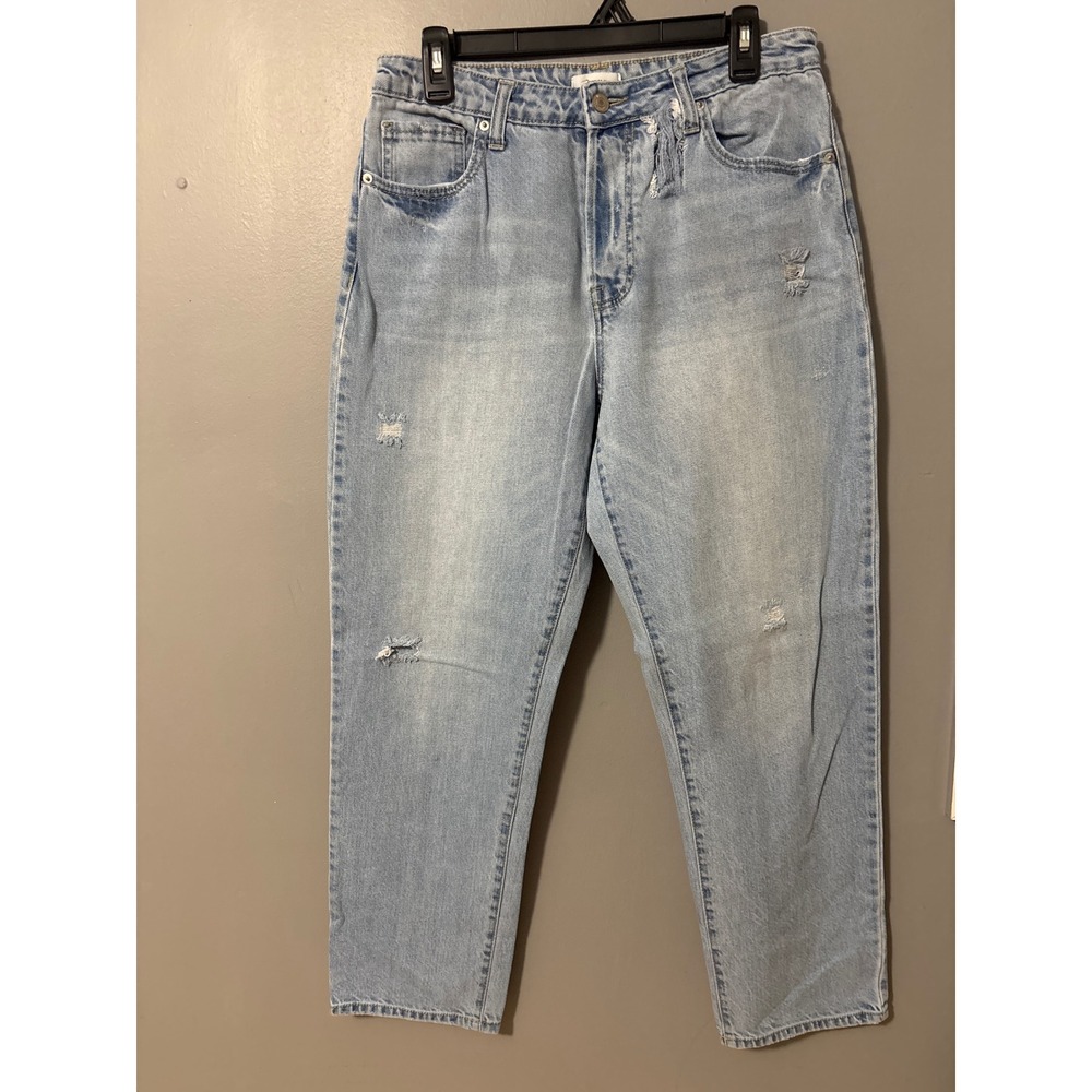 Forever 21 Light Wash Distressed Straight Leg Jeans Size 29 Light Blue Denim
